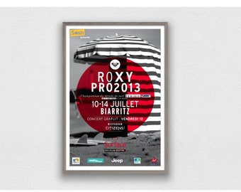 Roxy Pro Biarritz 2013 Surfing Poster - Vintage Surfkunst (Digitaler Download)