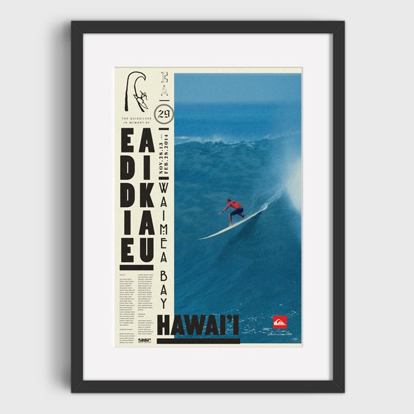 2013 EDDIE AIKAU Surf Contest Competition Print - Digital Download, Printable Art, Vintage Surfing Poster, Retro Surfing Print