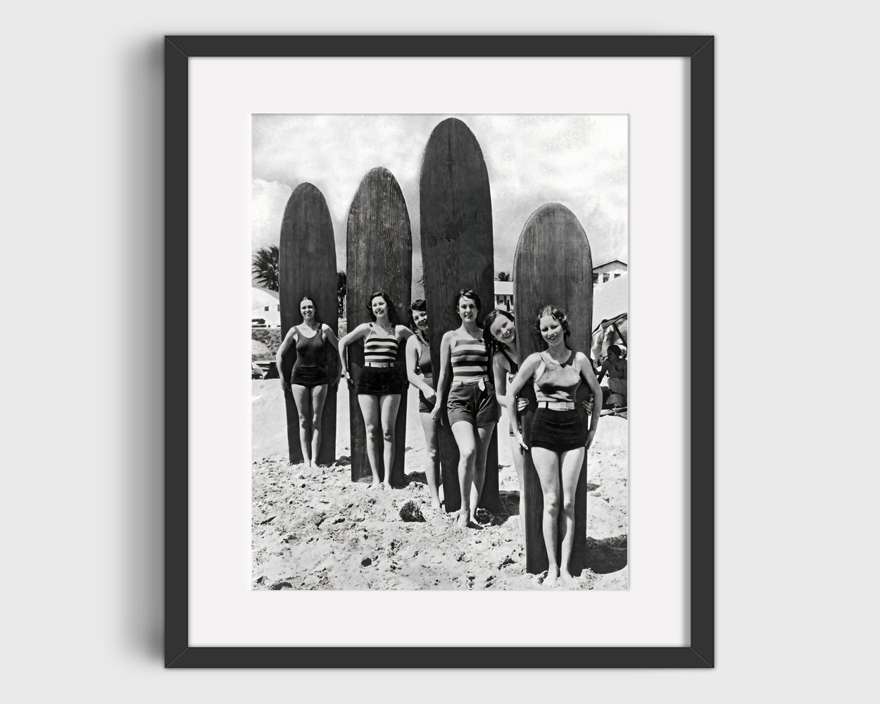 VINTAGE SURFING Photo Black & White Surf Photo, Surfer Girls, Surfing Print, Surfing Wall Art