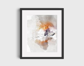Surfer Girl Watercolor Art Print – Vintage Surf Poster (Digital Download)