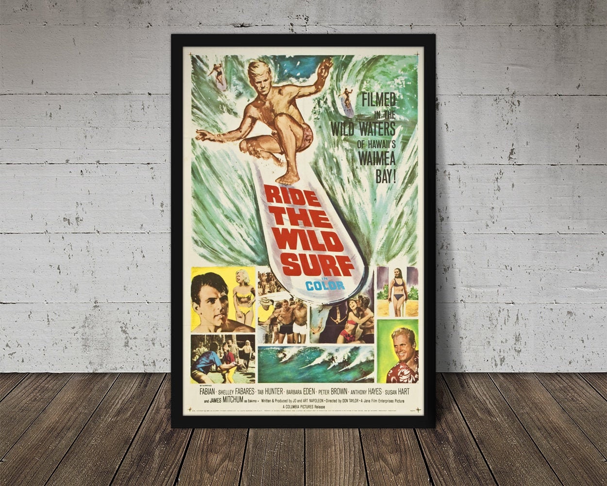 1964 RIDE the WILD SURF Movie Poster Vintage Surfing Poster, Retro Surf