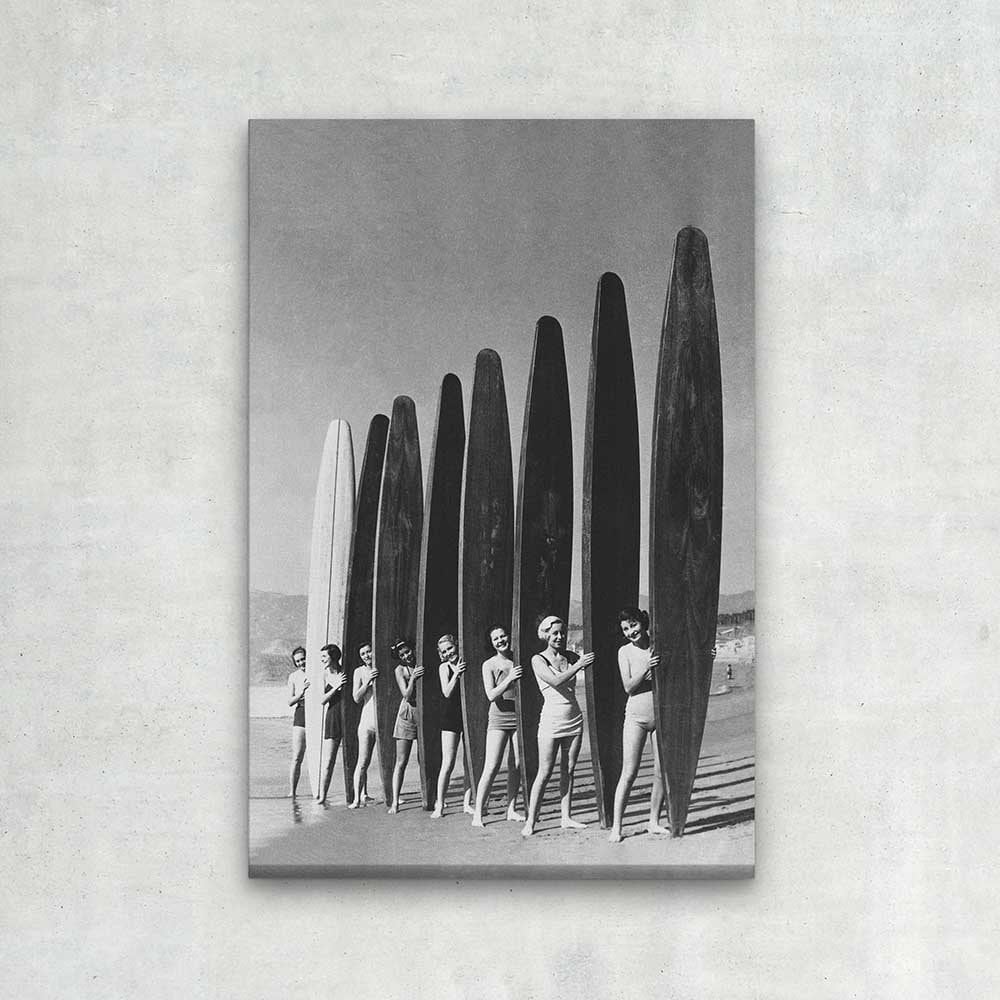 WRAPPED CANVAS Vintage SURFING Photo Black & White Surf Etsy
