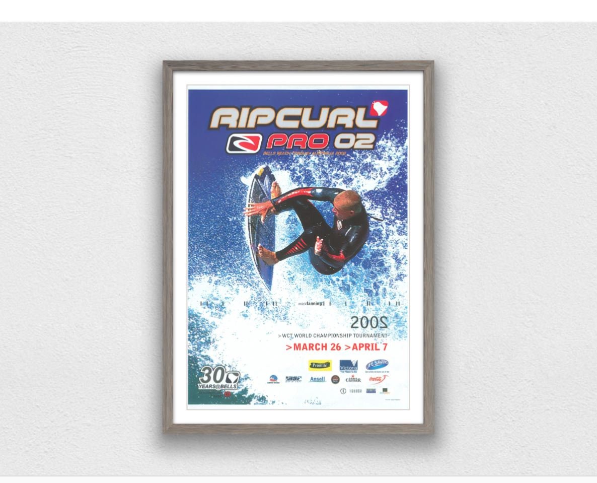 Discover 2002 RIP CURL PRO Bell's Beach Surfing Competition Print - Vintage Surfing Poster