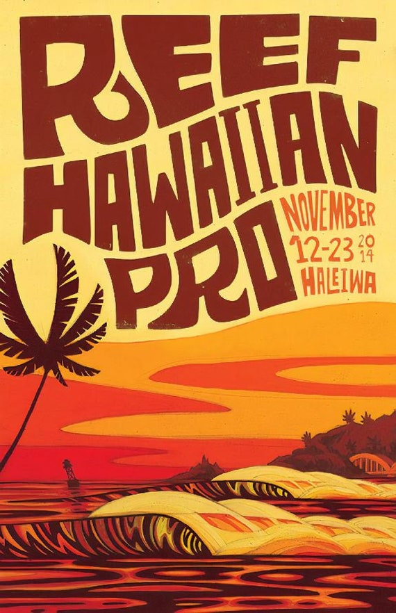 2014 REEF HAWAIIAN PRO Surf Competition Poster - Surfing