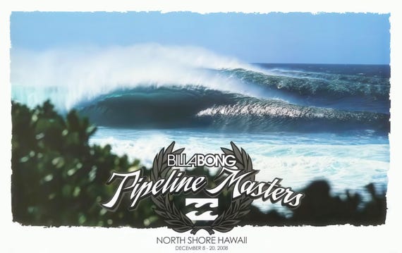 Billabong Pipeline Masters ポスター 2008年 2008 BILLABONG PIPELINE MASTERS Surf Print - Surfing Poster - Etsy