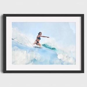SURFER GIRL Watercolor Painting - Digital Download, Printable Art, Vintage Surf Poster, Retro Surf Poster, Surfing Print, Surf Watercolor