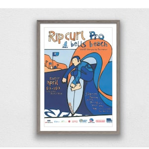 2004 RIP CURL PRO Bell&#39;s Beach Surfing Competition Print - Digital Download, Printable Art, Vintage Surfing Poster, Retro Surf Poster, Surf