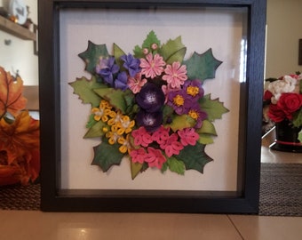 Quilling art - Pink Flower bouquet - wall art - paper flowers - wall decor - wall hanging - Christmas gift- birthday gift- gift for her/ him