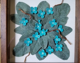 Quilling art - turquoise flowers - wall decor - paper flowers - wall hanging - wall decor - Easter gift - gift for him - birthday gift
