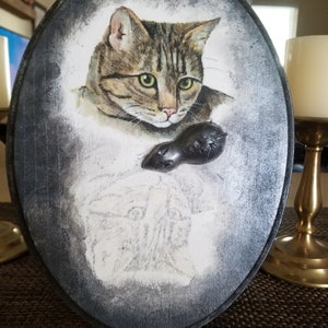 Artwork - Wall Hanging - wall decor - wall wood plaque - wall art - decoupage - Cat - Birthday gift- gift for her/ him - Christmas gift