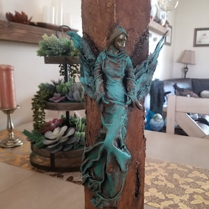 Mixed Media art  - Powertex - Candleholder with Angel -Sculpture - Figurine - Candlestick - Christmas - Anniversary - Birthday day - Easter