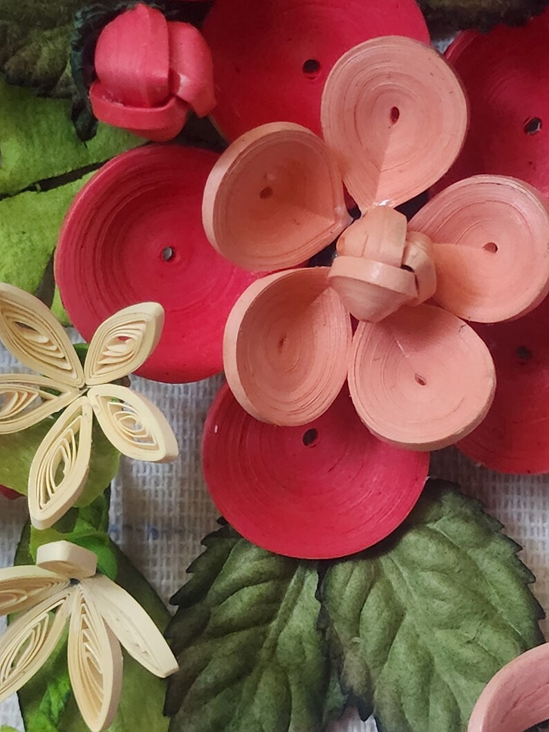 Quilling Red and Pink Flowers Bouquet Wall Art Paper Etsy