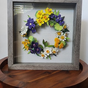 Quilling art - Spring wearth lll - wall art - paper flowers - wall hanging - Christmas gift - Anniversary  - Easter gift - Mother&#39;s day gift