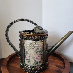 Decoupage watering can  with flowers - Farmhouse decoration - table top - Rustic decor - Christmas - Birthday - Easter git - Vase