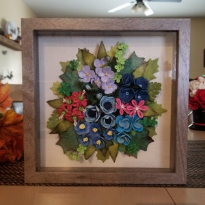 Quilling art -  Blue wide flowers- wall art - paper flowers - Wall hanging - Wall decor - Anniversary gift- Birthday gift- Christmas gift