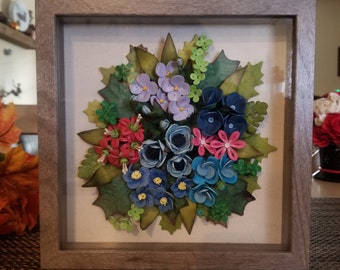 Quilling art -  Blue wide flowers- wall art - paper flowers - Wall hanging - Wall decor - Anniversary gift- Birthday gift- Christmas gift