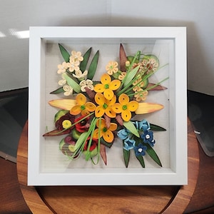 Quilling art - orange flowers bouquet - wall art - paper art - wall decor - wall hanging