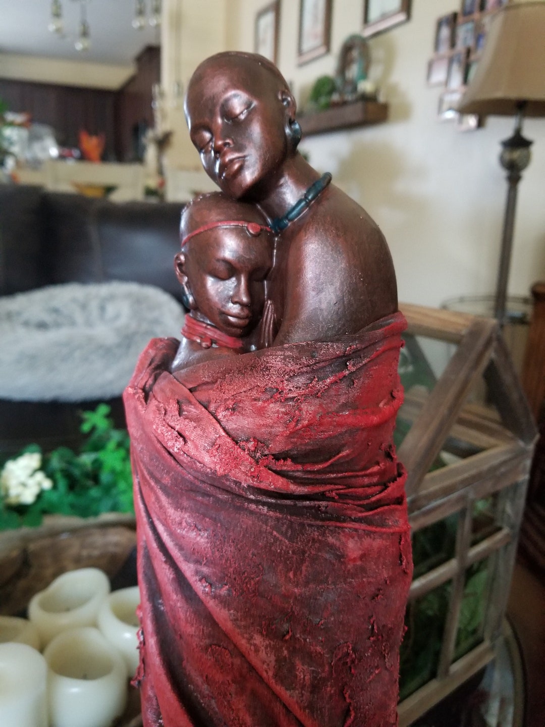 Massai Couple Powertex Figurine Sculpture Table Top Decor Valentine's ...