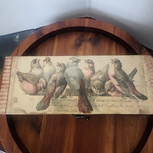 Decoupage box  with birds - Vintage decoration - table top - tea box - Christmas - Birthday - Easter git - wood box - jewelry box