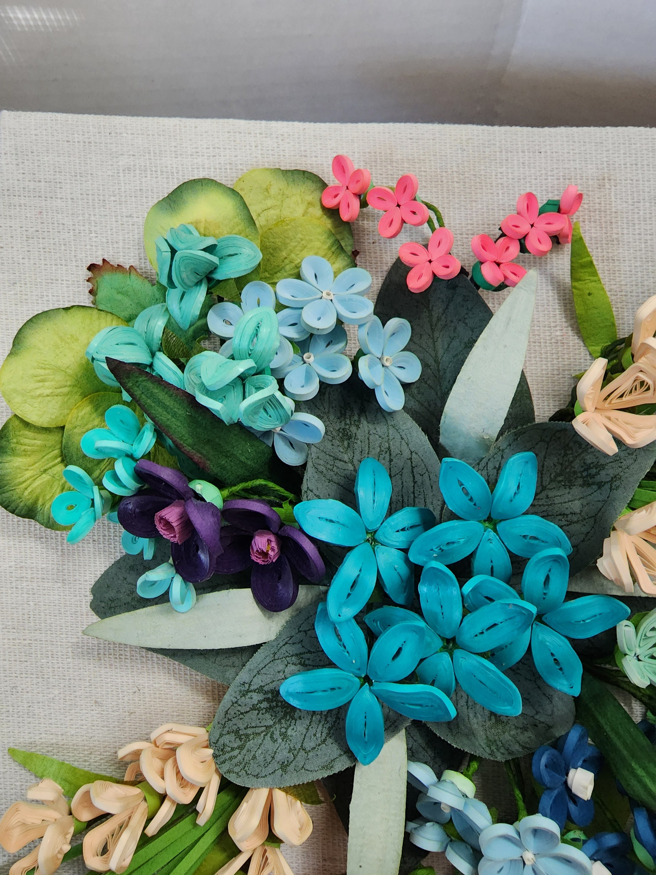Quilling Art Blue Flowers Bouquet Wall Art Paper Art Etsy