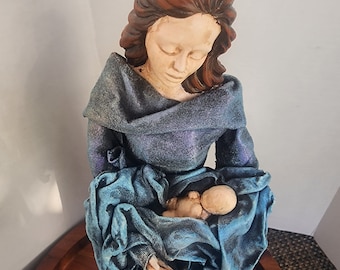 Mixed Media art  - Powertex -Motherhood - Mother with baby - Figurine - Sculpture - Mother's day gift- Christmas gift- gift for wife