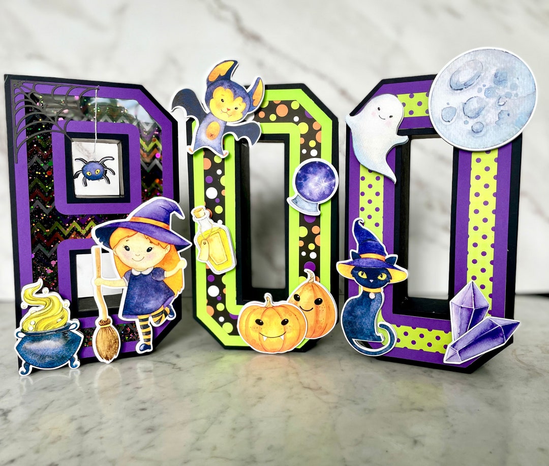 Letras Boo 3D con luz, letras 3D de Halloween, Decoración de Halloween ...