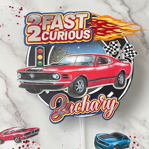 TWO FAST CAKE Topper, with lights, two fast,  two curious cake topper,  Race Car Birthday, Speed Limit 2,  2nd Birthday, Wheels Birthday