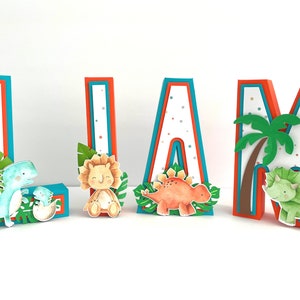 Dino 3D Letters, dinosaurio Cumpleaños, Dinosaur Baby 3D Letters 7" cartulina de calidad hecha Baby Shower, letras personalizadas