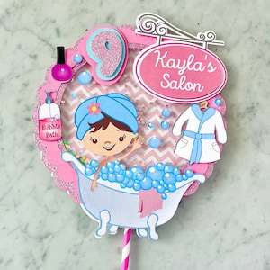 Personalized Spa Cake Topper, Spa Party Cake Topper, Spa Party, Nail Polish Cake topper, Bubble cake topper, name cake topper