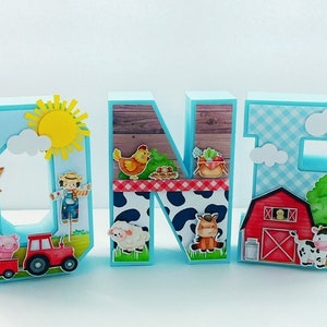 Blue Farm Animal Party | Farm 3D Letters Safari Baby 3D Letters 6" quality cardstock made | Barn animal   |Moo Party | ONE Cow -