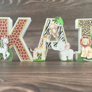 Cartas 3D de Safari Baby, cartulina de calidad hecha, Un cumpleaños salvaje, Dos cumpleaños salvajes, Fiesta de animales de la selva, Letras 3D de Safari Baby shower,