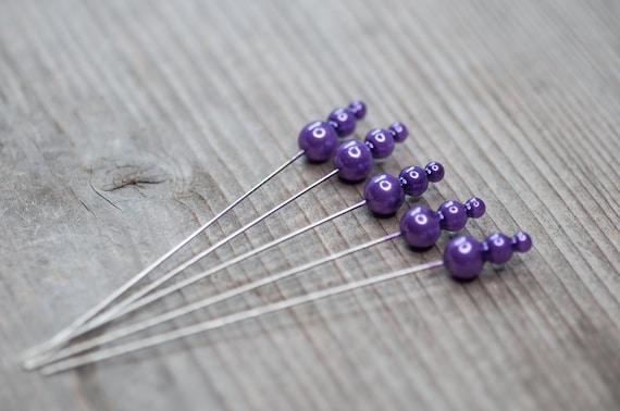 Large Wig Styling Pins, Corsage Pins Purple Head Pins Decorative Pins 90mm  Pins Wedding Bouquet Pins Triple Head Pins, Wig Tool, Wig Pins 