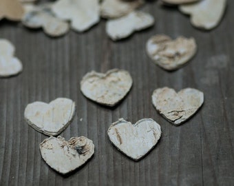 2.5cm Birch Bark Heart Wedding Heart Decoration, Heart Confetti, Wooden Heart, Rustic Heart, Rustic Wedding, Natural Bark Heart, Birch Heart