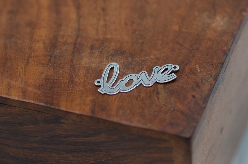 Love Sign Connector, Jewelry Making, Jewelry Connector, Sterling Silver Laser Cut Charm Findings, Siver Craft Supplies, Bracelet Connector image 3