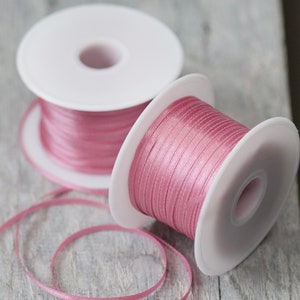 Wild Rose Roze Lint 3mm Satijn Lint 100 yard Skinny Craft Ribbon Gift Wrapping Ribbon Dunne Bloemist Ribbon Cool Roze Decoratief Lint