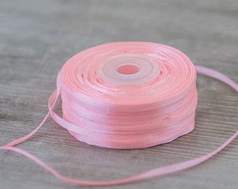 Soft Pink Ribbon 3mm Satin Ribbon 99.5 yard Skinny Craft Ribbon Gift Wrapping Ribbon Thin Florist Ribbon Pink Decorative Ribbon