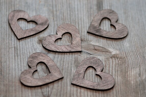 100 Corazones De Madera Rústicos Para Boda - Confeti O Decoración De Mesa (Hecho En EE. UU.)
