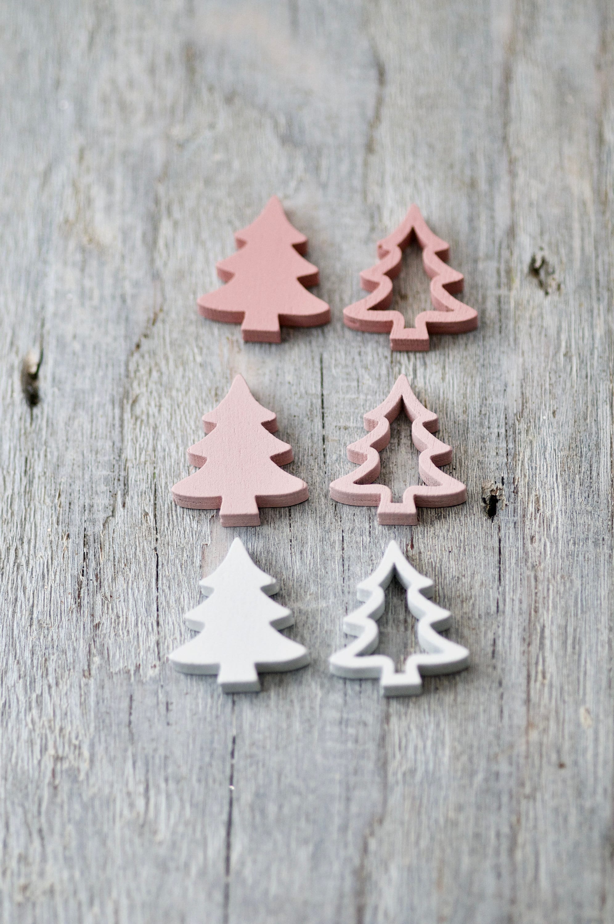 36pics Mix Wooden X-mas Tree Decor Pastel Pink Xmas Tree, Natural