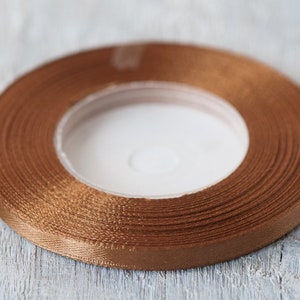 Satijnlint Enkelzijdig 35yard Glanzend Bruin Decoratief Lint 6mm Dun Lint Stof Lint Boeket Lint Cadeauverpakking Craft Supply