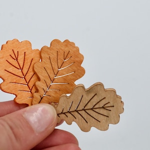 Wooden Oak Leaves – Set of 12 | 4cm x 2.5cm Autumn Leaf Cutouts in 3 Fall Colors | Rustic Craft Supplies, DIY Décor, Table Scatter