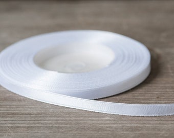 35 yards Satin Ribbon, 6mm White Ribbon, Wedding Bouquet Ribbon, Wrapping Ribbon, 1 Roll Satin Ribbon, Wedding Findings, Single Face