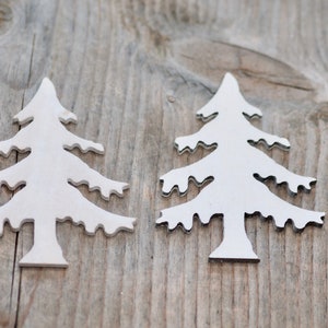 10pics White Wooden X-mas Trees Decor, Natural Rustic Craft CHristmas Trees, Scrapbooking X-mas Tree Shapes, Rustic Christmas Decorations image 4