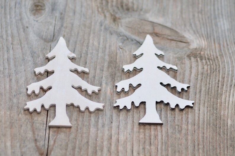 10pics White Wooden X-mas Trees Decor, Natural Rustic Craft CHristmas Trees, Scrapbooking X-mas Tree Shapes, Rustic Christmas Decorations image 4