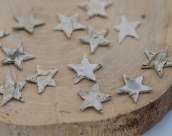 Tiny Birch Bark Stars 1.5cm 50pic, Rustic Star Christmas Decorations, Xmas Home Decor, Christmas Wreath Components, Eco Friendly Birch Stars