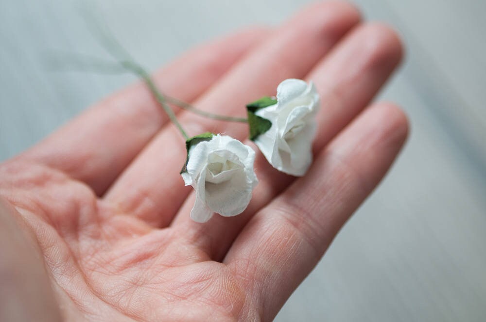 Compact White Roses 10pics Small White Roses Mulberry Paper Flowers Miniature Roses DIY ...
