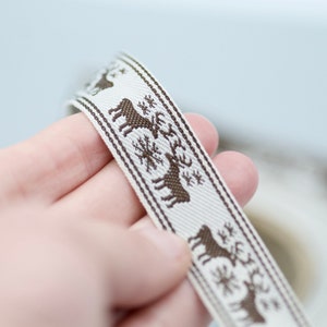Nastro di Natale da 10 m Nastro di cotone Nastro di renna Nastro di Natale Nastro decorativo Forniture per confezioni regalo Forniture di Natale Nastro invernale marrone