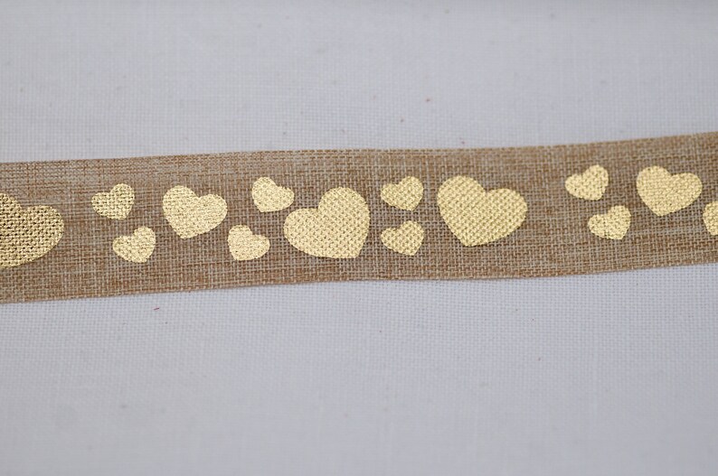 Hessian Ribbon, Heart Jute Ribbon, 25mm x 10yards full role, Florist Ribbon, Rustic Craft Ribbon, Decorative Heart Ribbon image 5