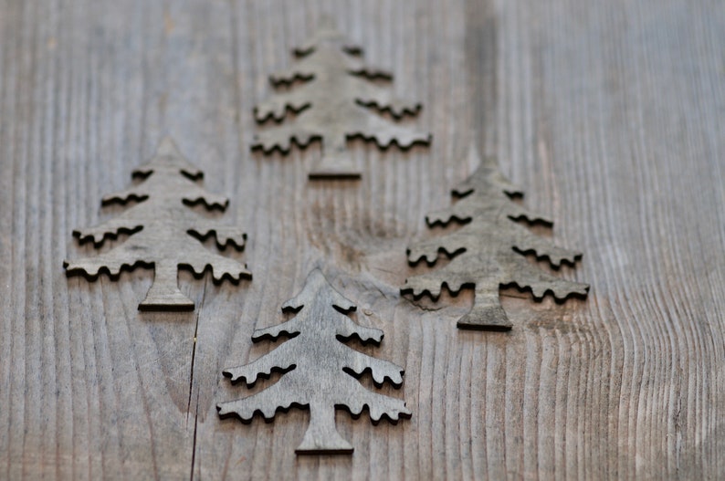 10pics Dark Wooden X-mas Trees Decor, Natural Rustic Craft CHristmas Trees, Scrapbooking X-mas Tree Shapes, Rustic Christmas Decorations image 9