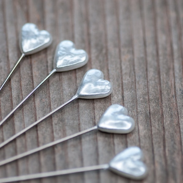 White Heart Floristry Pins Heart Sewing Pins Decorative Pins Dressmaking Pins Quilting Pins Heart Shape Craft Pins Wedding Bouquete Pins