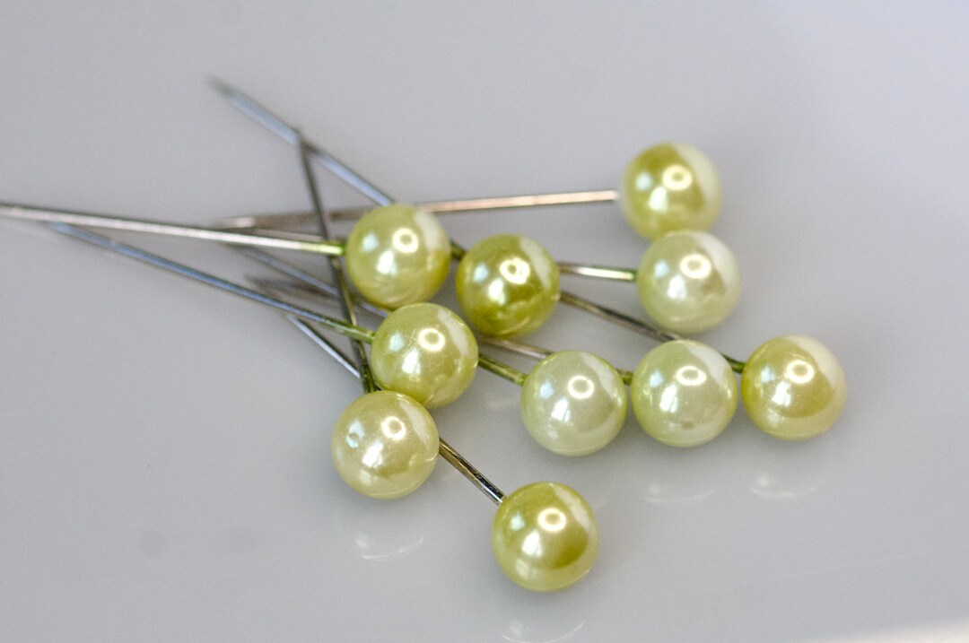 Large Pearl Green Corsage Pins 15mm Head, Decoration Pins, Big Florist ...